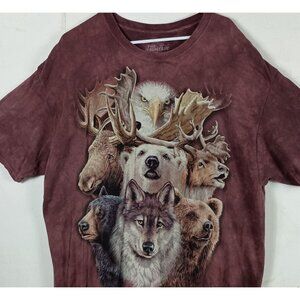 The Mountain T-Shirt Mens 2XL Brown Animal Collage Graphic Wildlife Y2K Nature